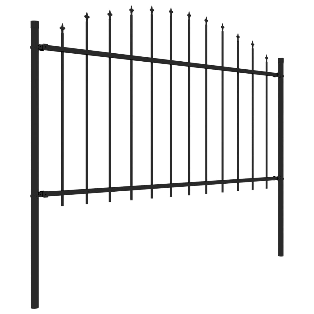 Vidaxl Garden Fence with Spears Top (1,25-1,5) x1,7 m en acier noir