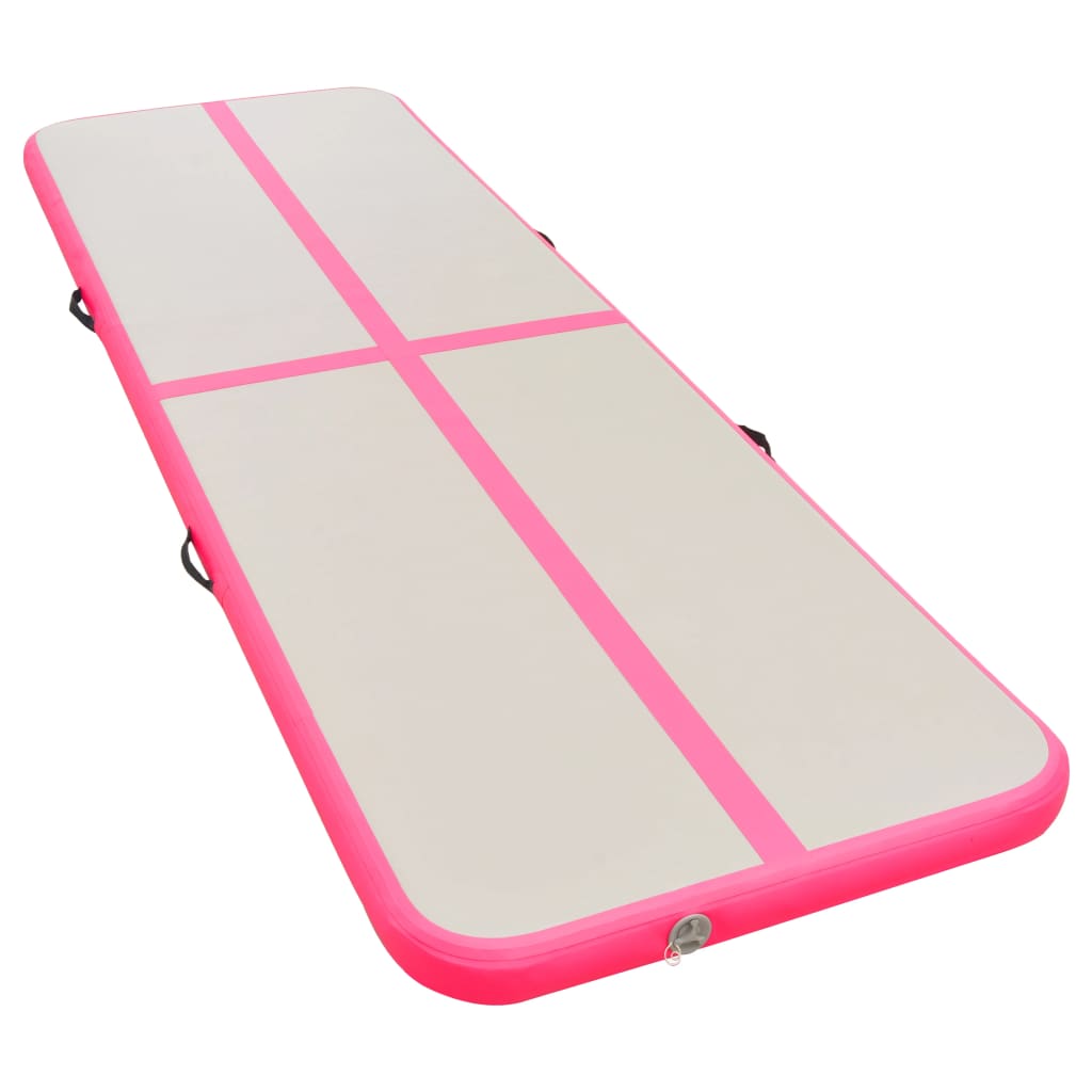 Vidaxl gymnastikkmatte med pumpe oppblåsbar 500x100x10 cm PVC rosa