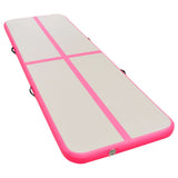 Vidaxl ginnastics tappetini con pompa gonfiabile 500x100x10 cm pvc rosa