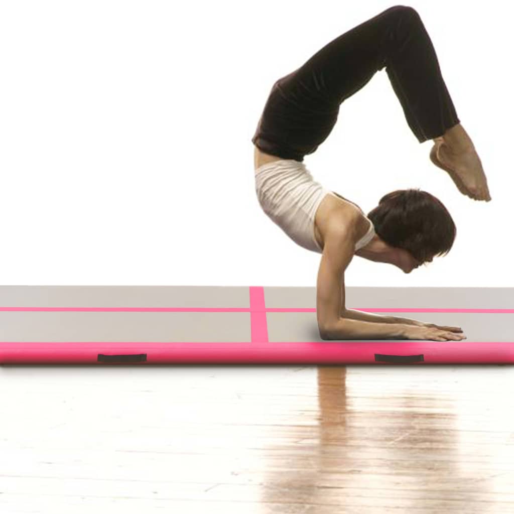 Vidaxl gymnastikkmatte med pumpe oppblåsbar 600x100x10 cm PVC rosa