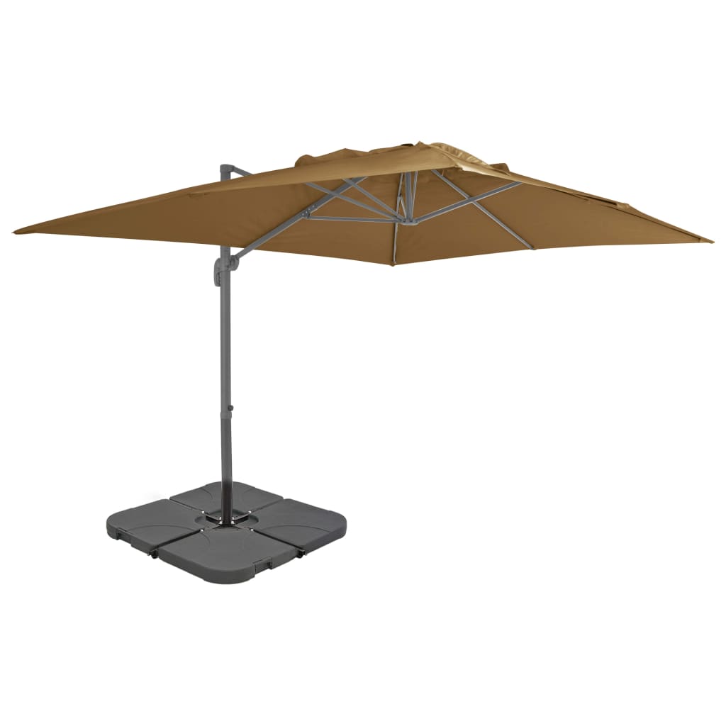 Vidaxl parasol s prenosnim bazo taupe