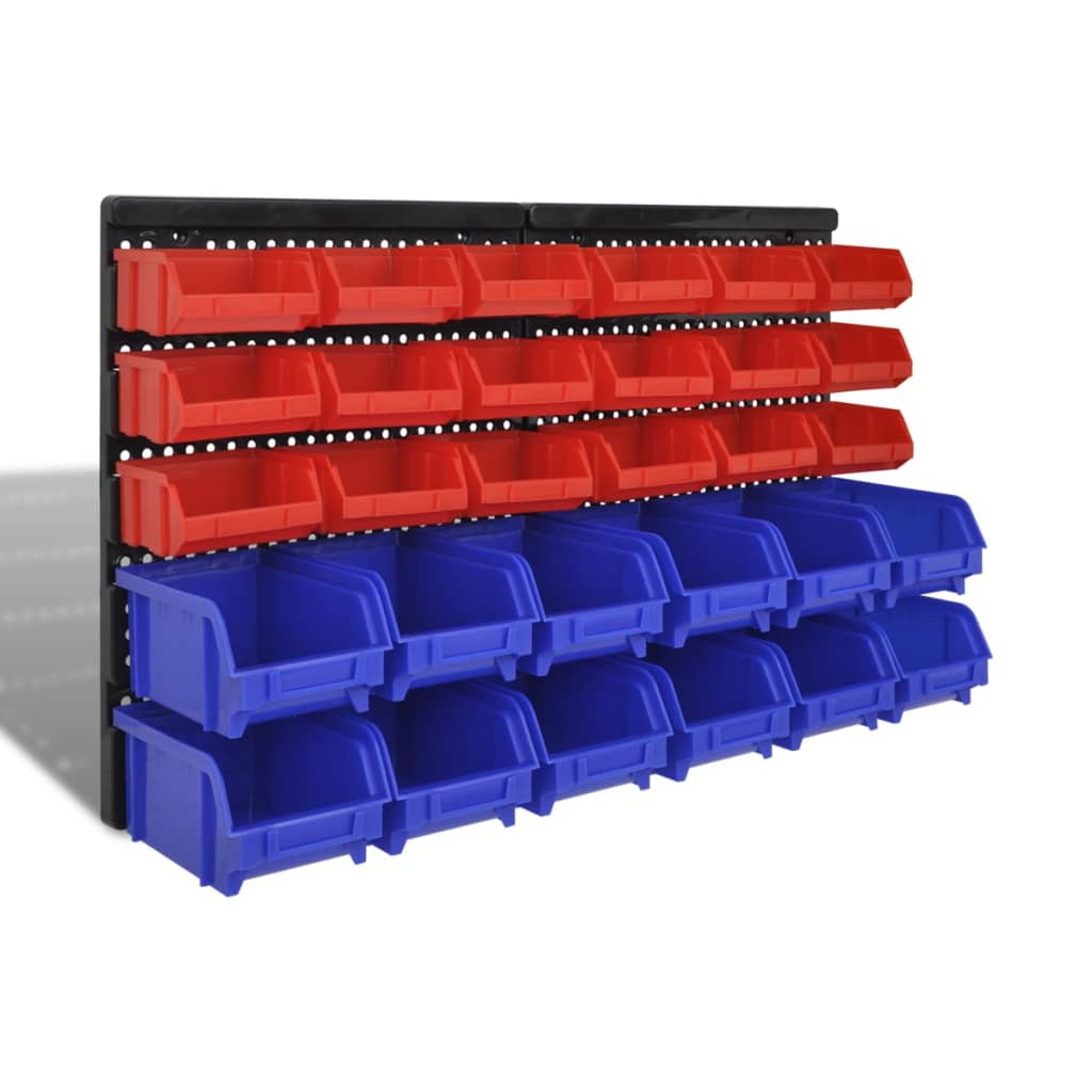 Rack de rangement Vidaxl 30 pièces pour le mur bleu et rouge