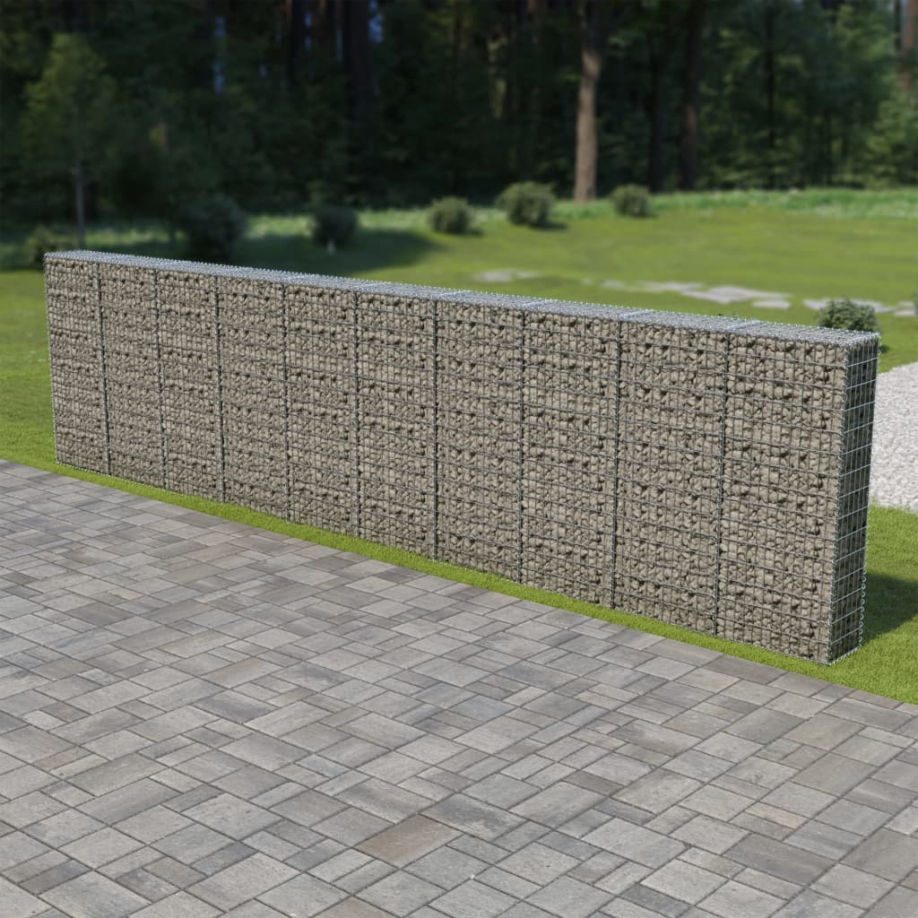 Vidaxl Schanskorf vägg med lock 600x30x150 cm galvaniserat stål