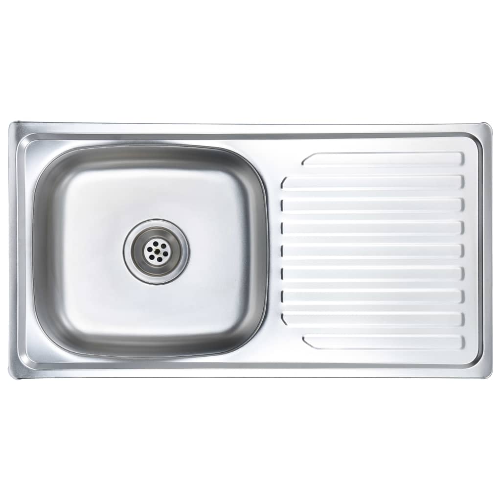 Vidaxl sink with drain and swan neck stainless steel