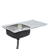 Vidaxl sink with drain and swan neck stainless steel