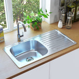 Vidaxl sink with drain and swan neck stainless steel