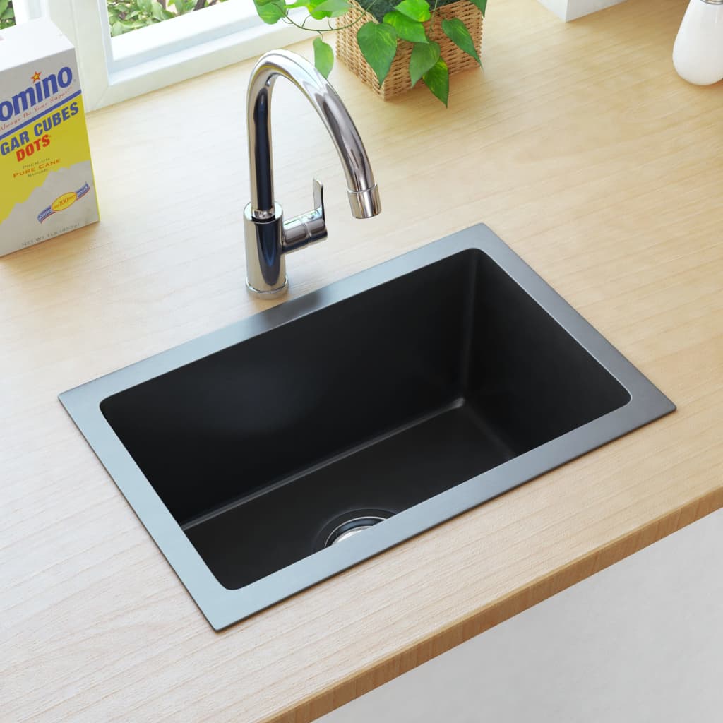 Vidaxl sink handmade stainless steel black