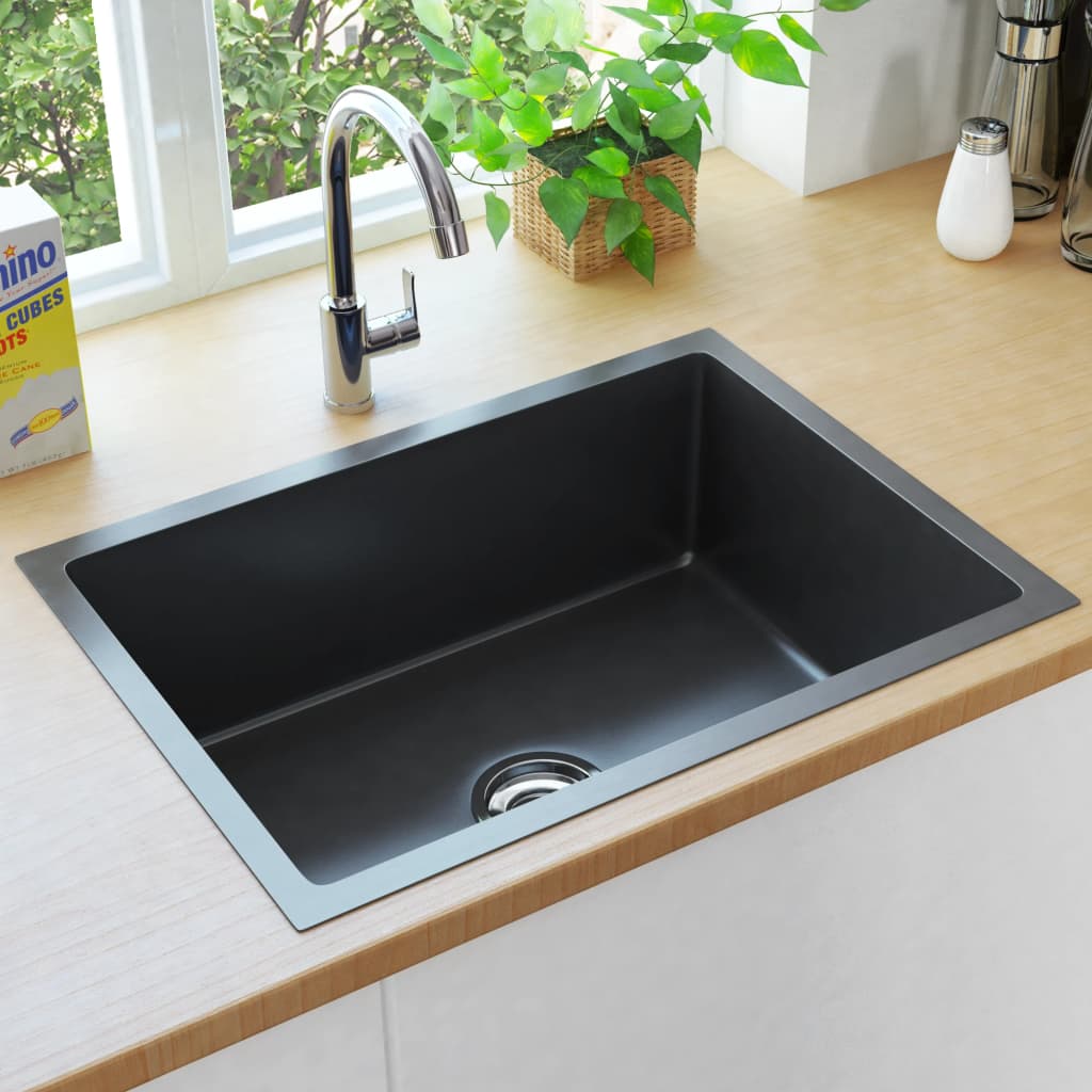 Vidaxl sink handmade stainless steel black