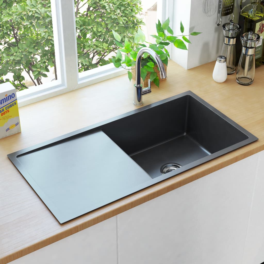 Vidaxl sink handmade stainless steel black