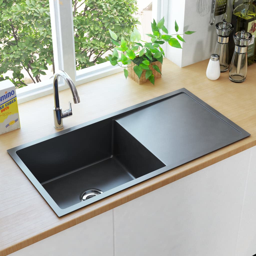 Vidaxl sink handgemaachte Edelst Stol schwaarz