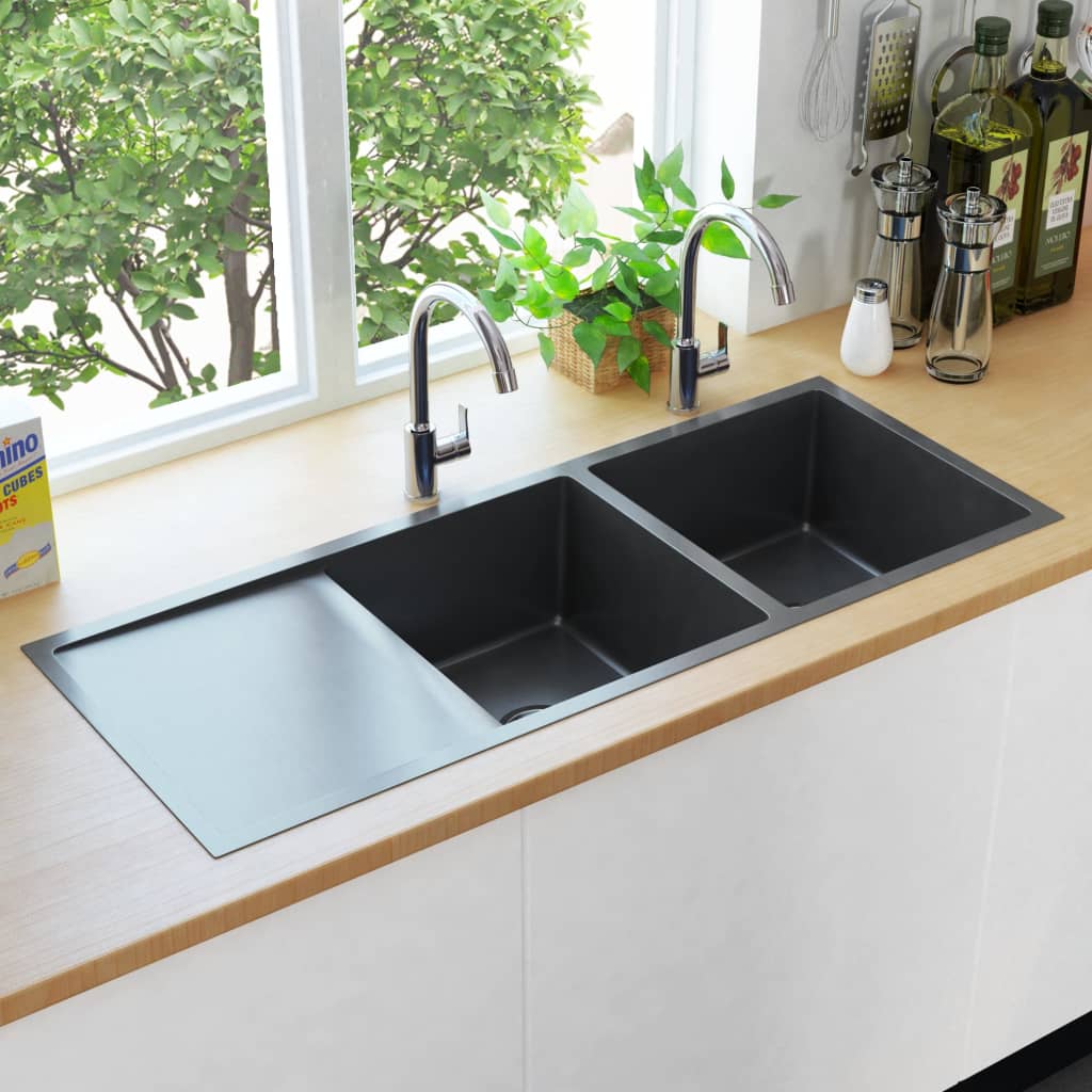 Vidaxl sink handmade stainless steel black