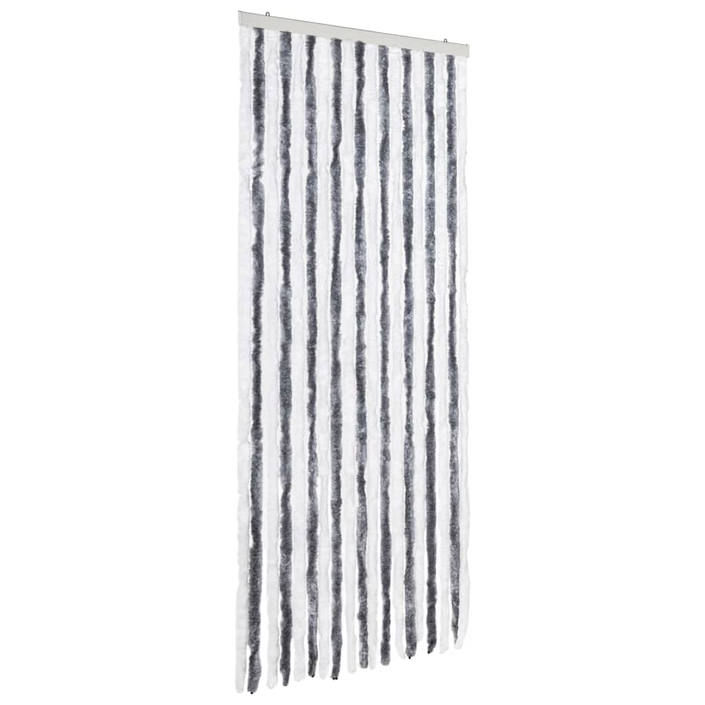 Vidaxl Fly Curtain 56x185 cm Chenille Grey and White