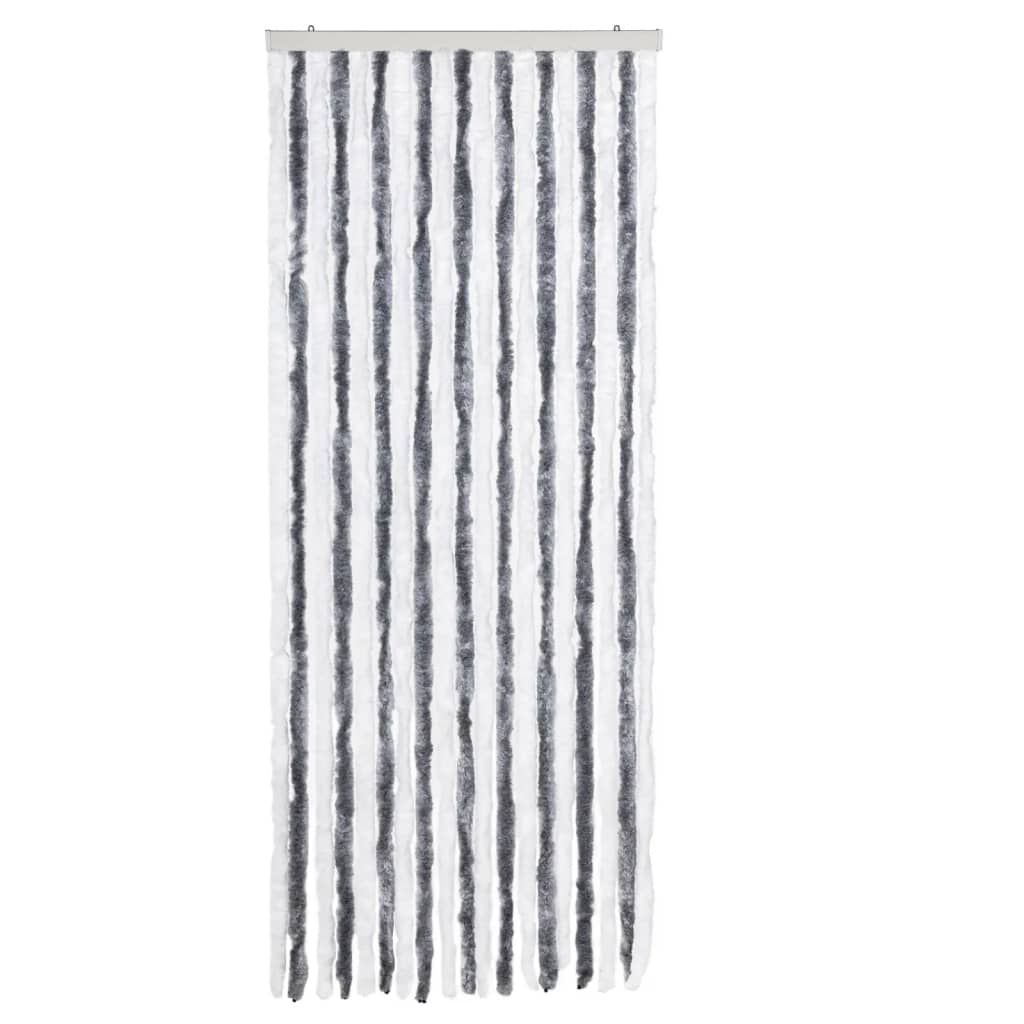 Cortina de mosca Vidaxl 56x185 cm chenille gris y blanco