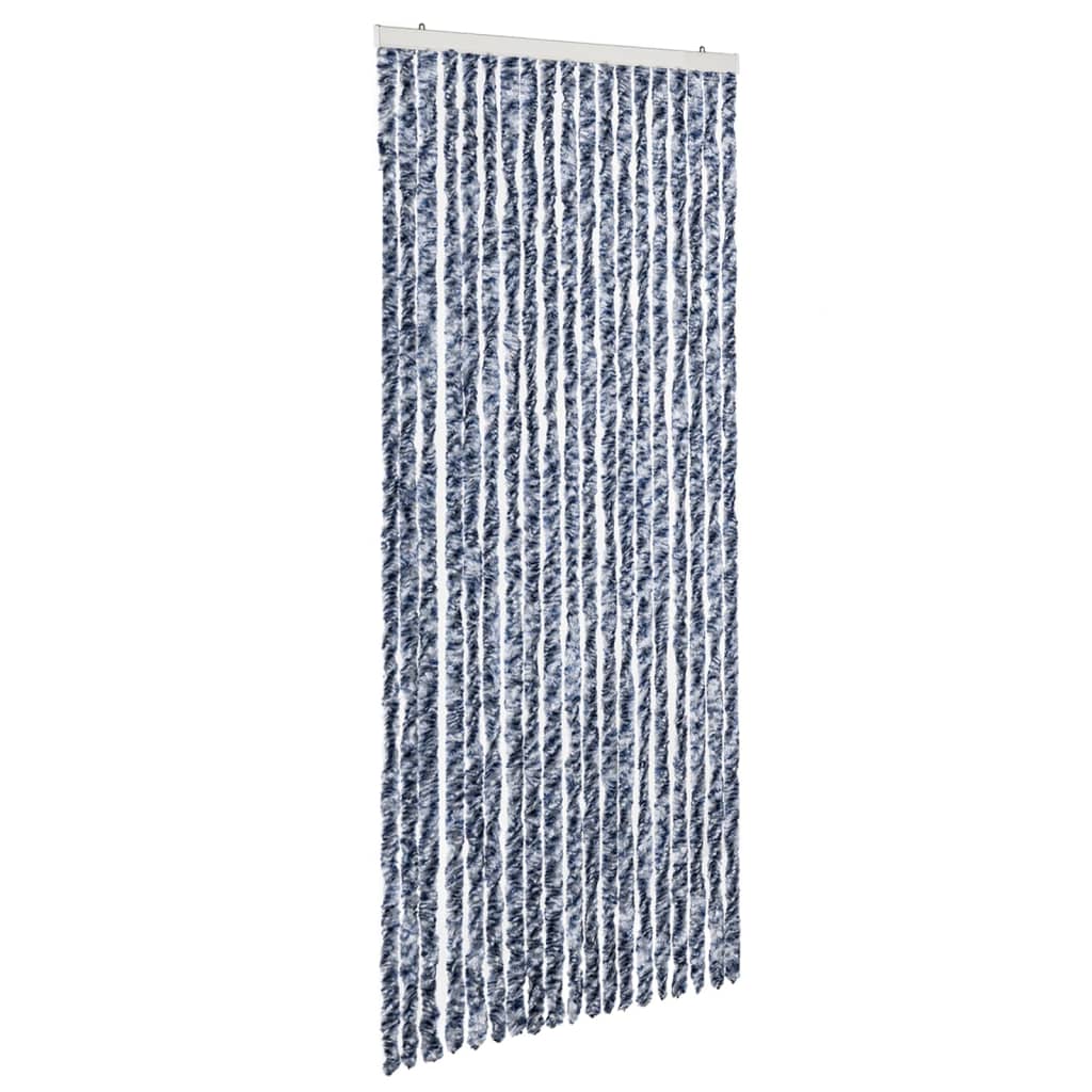 Vidaxl Fly Curtain 56x185 cm Chenille Blue, Biały i srebrny