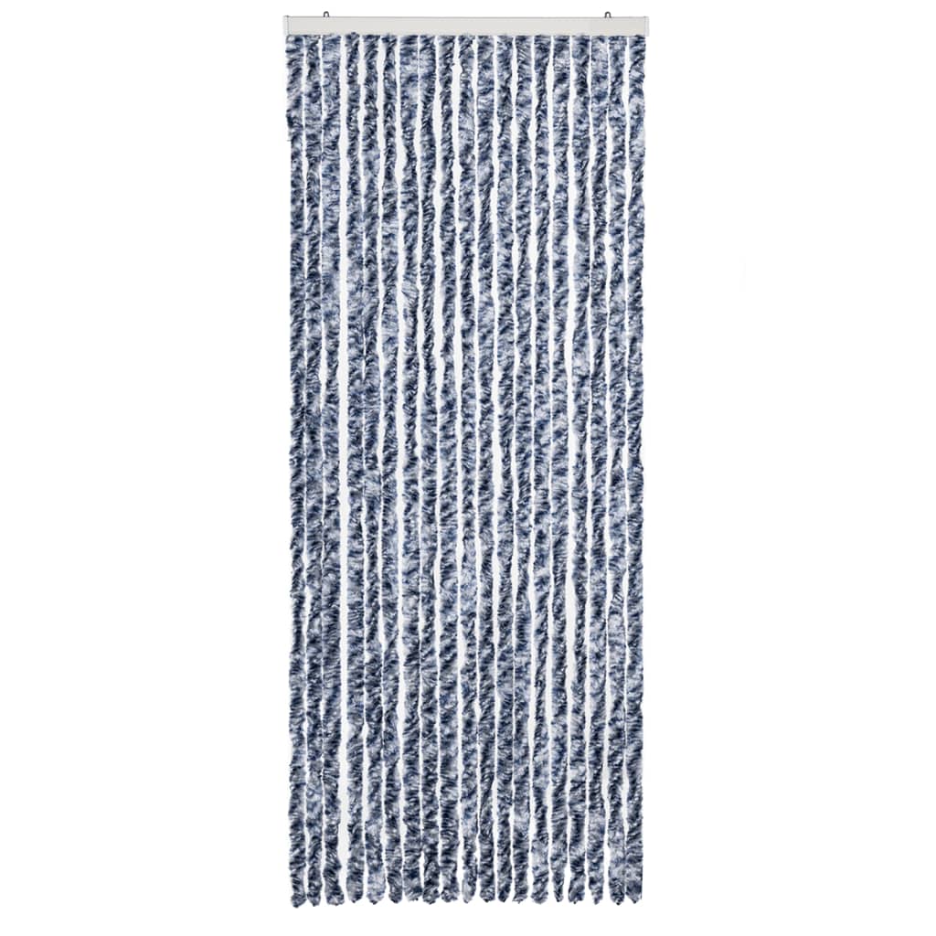 Vidaxl Fly Curtain 56x185 cm Chenille blu, bianco e argento