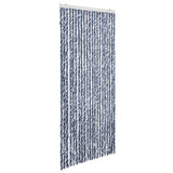 Vidaxl Fly Cundain 90x220 cm Chenille Blue, White and Silver