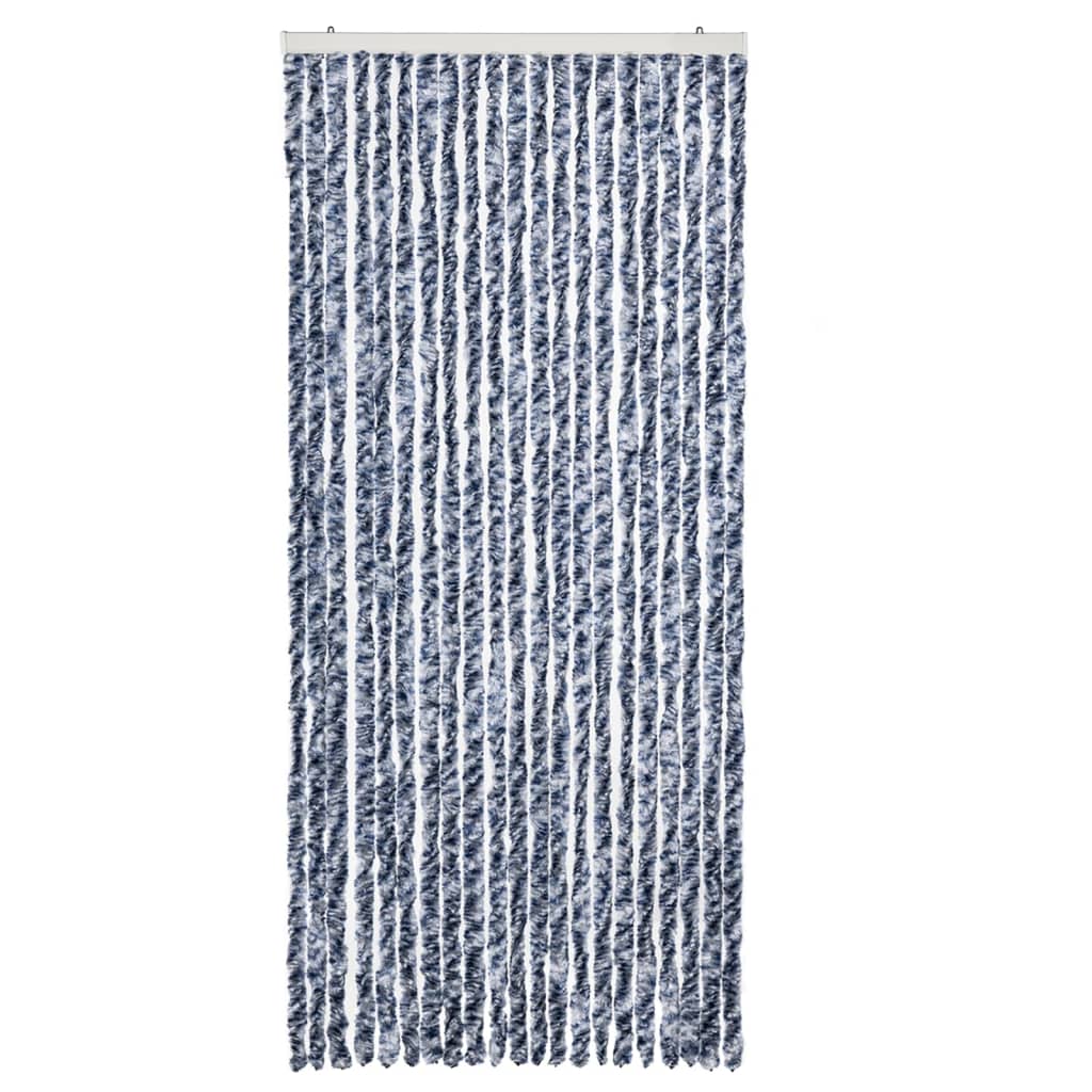 Vidaxl Fly Curtain 90x220 cm Chenille Blue, White and Silver