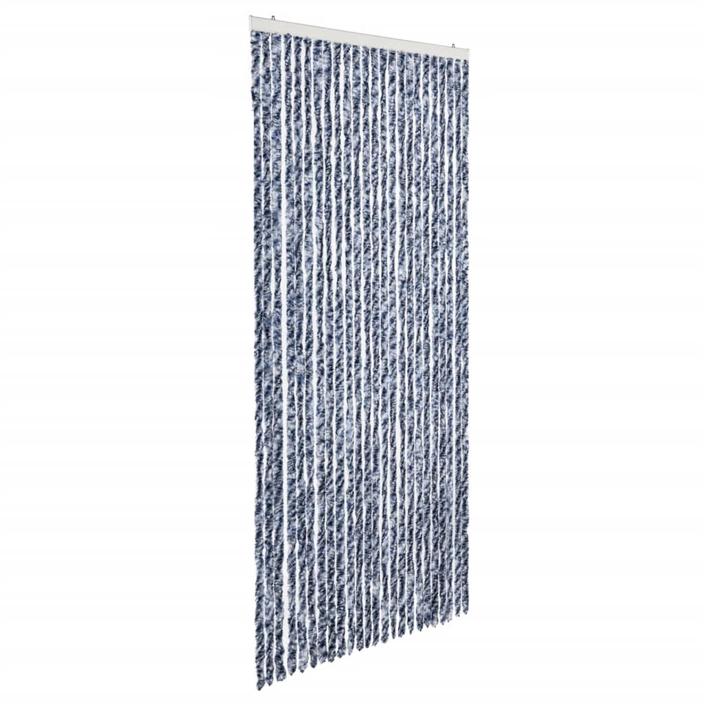 Vidaxl Fly Curtain 100x220 cm Chenille Blue, White and Silver