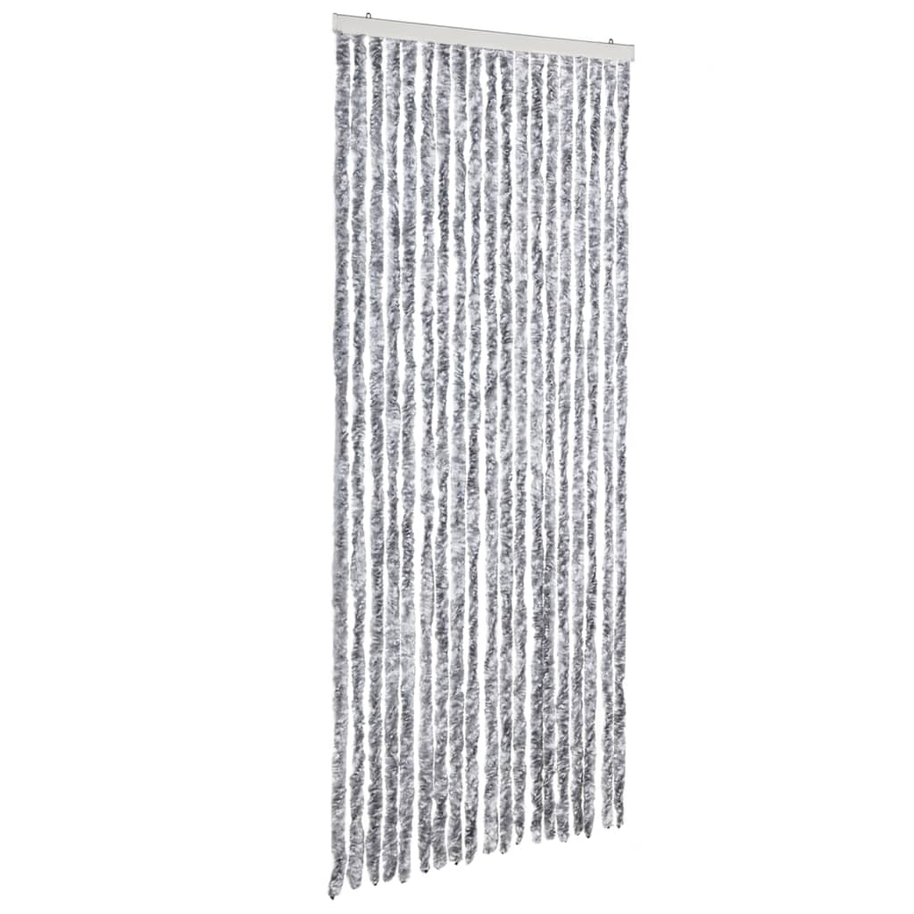 Vidaxl Fly Curtain 56x185 cm Chenille bianco e grigio