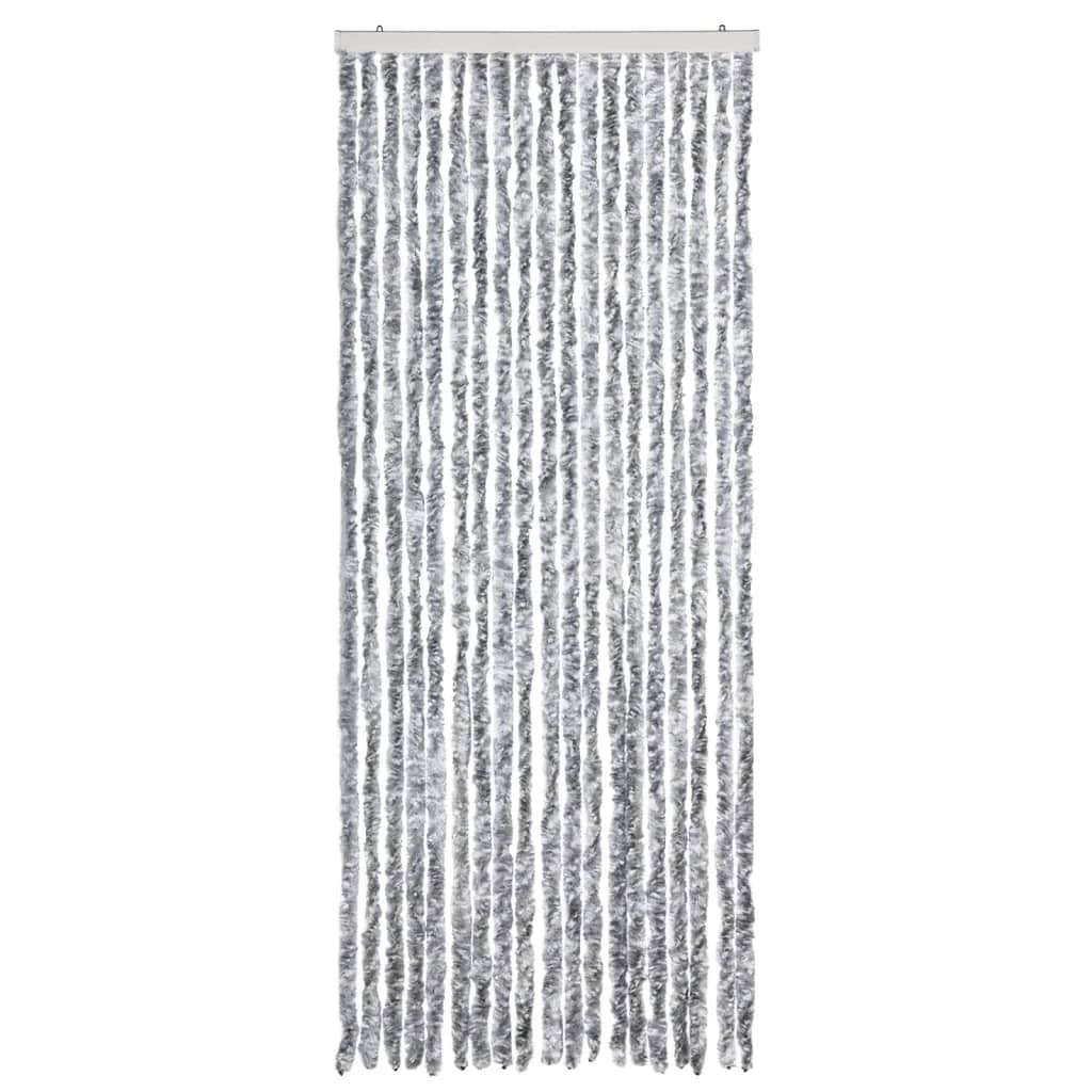 Vidaxl Fly Curtain 56x185 cm Chenille bianco e grigio