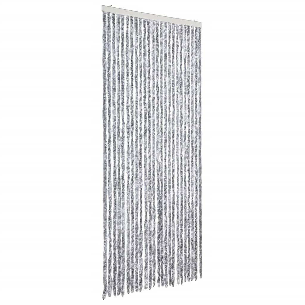 Cortina de mosca Vidaxl 100x220 cm Chenille White and Grey