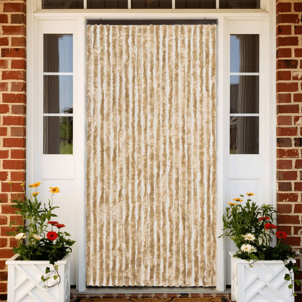 Cortina de mosca Vidaxl 90x220 cm chenille beige