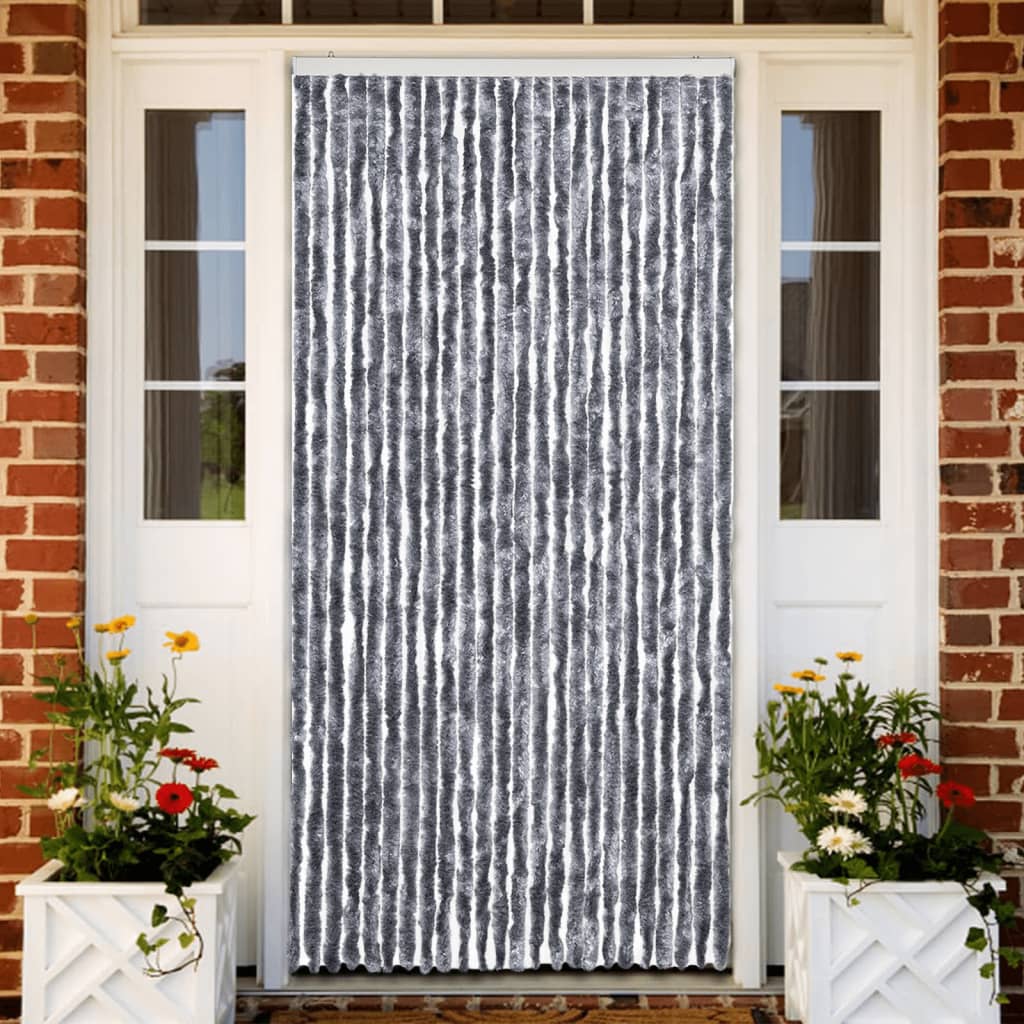 Vidaxl Fly Curtain 100x220 cm Chenille Silver Colored