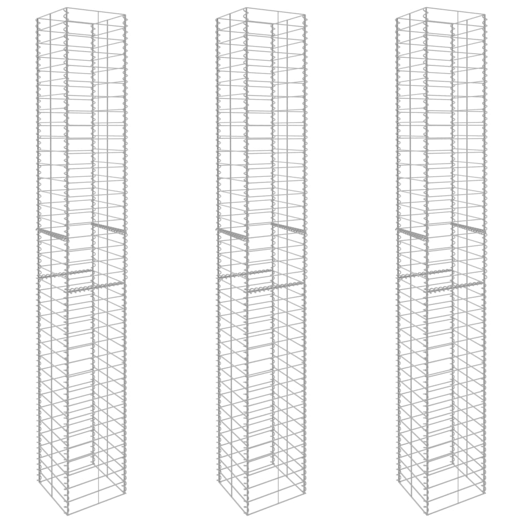 Vidaxl Schans koše 3 st 25x25x197 cm galvanizovaná ocel