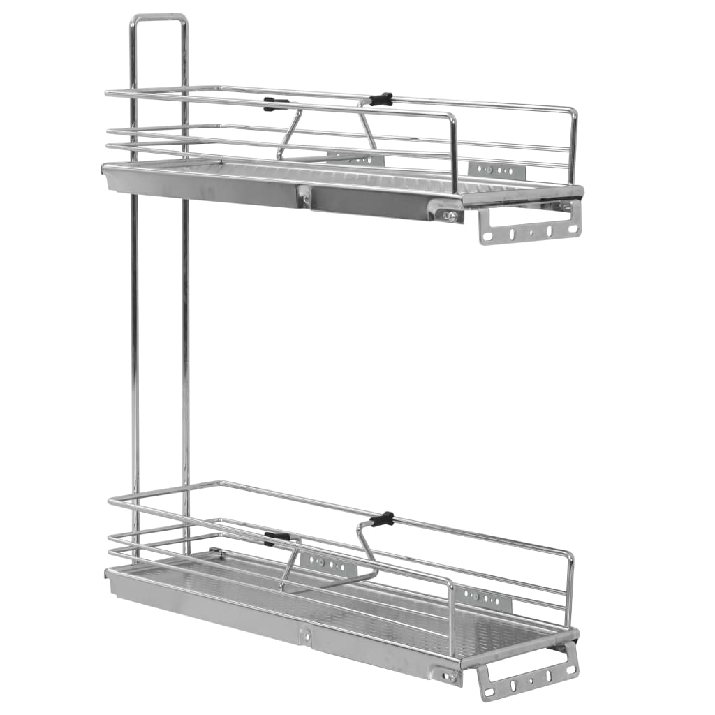 VidaXL Draadmand keuken uittrekbaar 2-laags 47x15x54,5cm zilverkleurig