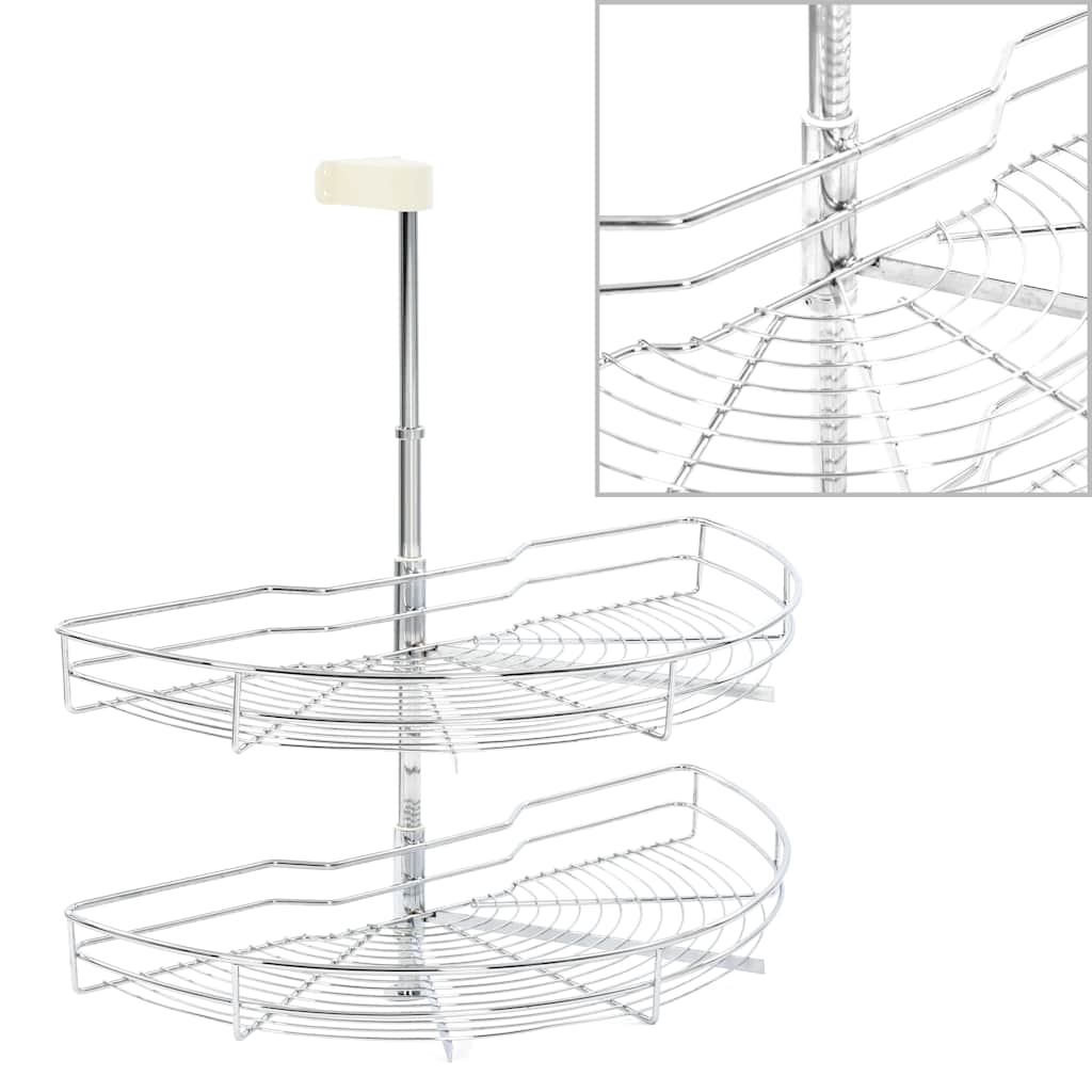 Vidaxl Wire Basket Kitchen 2 couches 180 degrés 75x38x80 cm Colore en argent