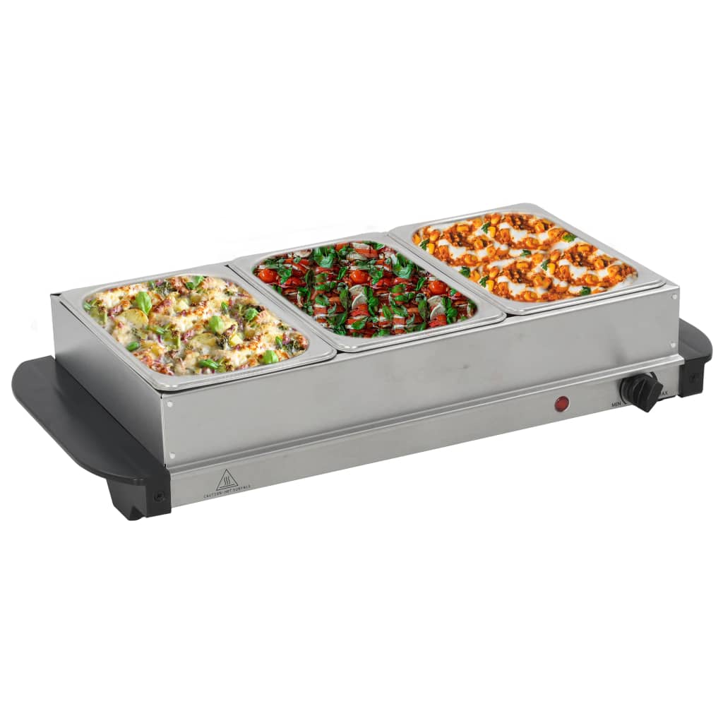 Vidaxl Buffet topleje 200 W 3x1,5 L nerjavno jeklo