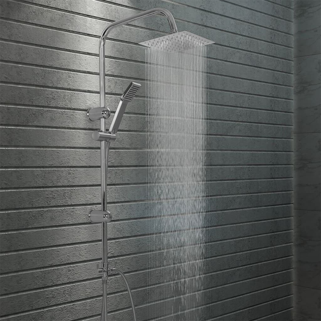 VidaXL shower head set double with hand shower stainless steel