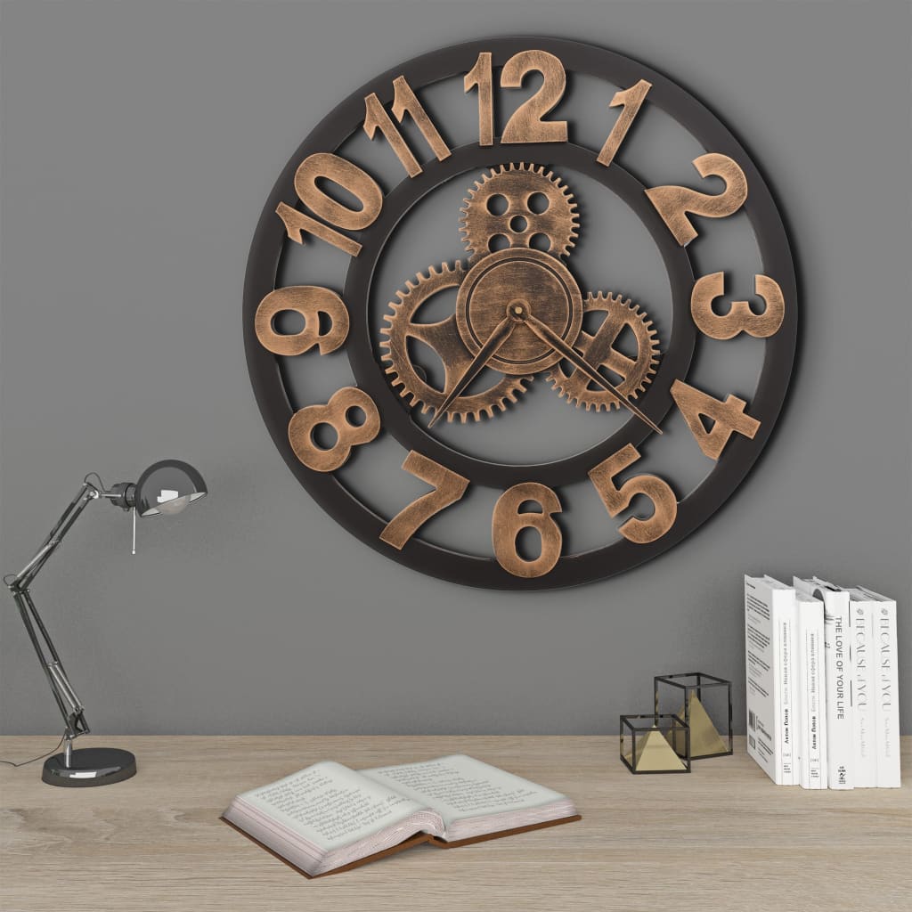 Vidaxl wall clock 58 cm metal golden and black