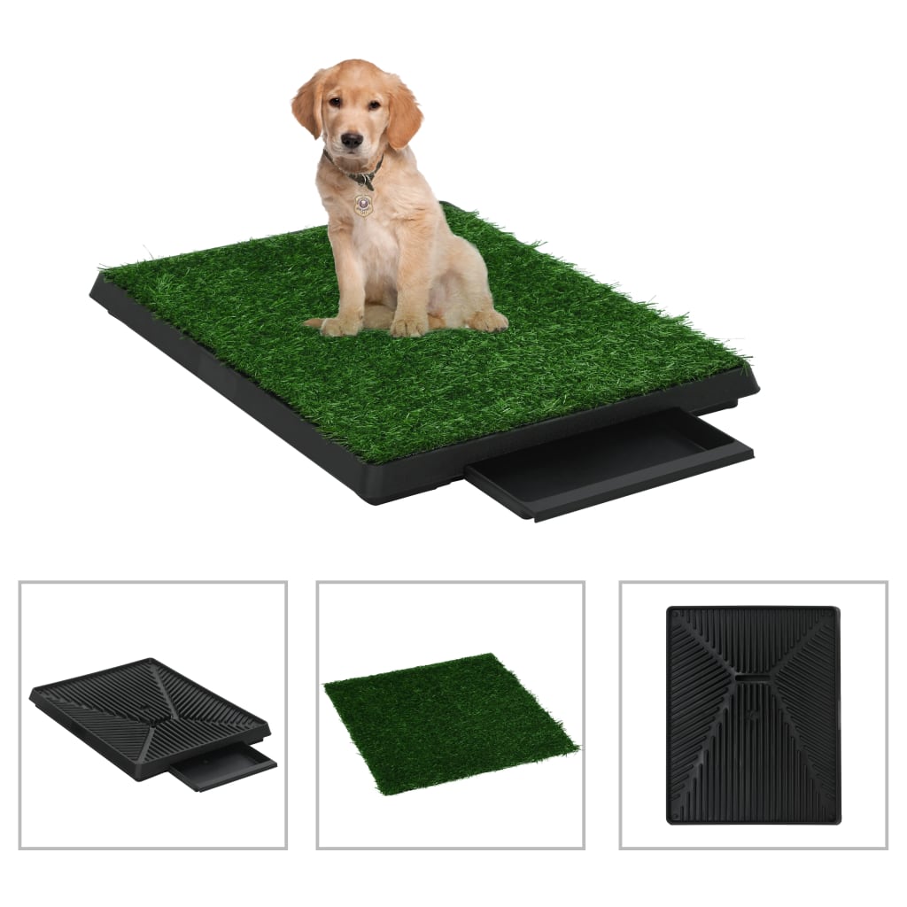 Vidaxl Pet Toiletten 2 STS mat Container a kënschtlech Grass 63X50X7 cm gréng