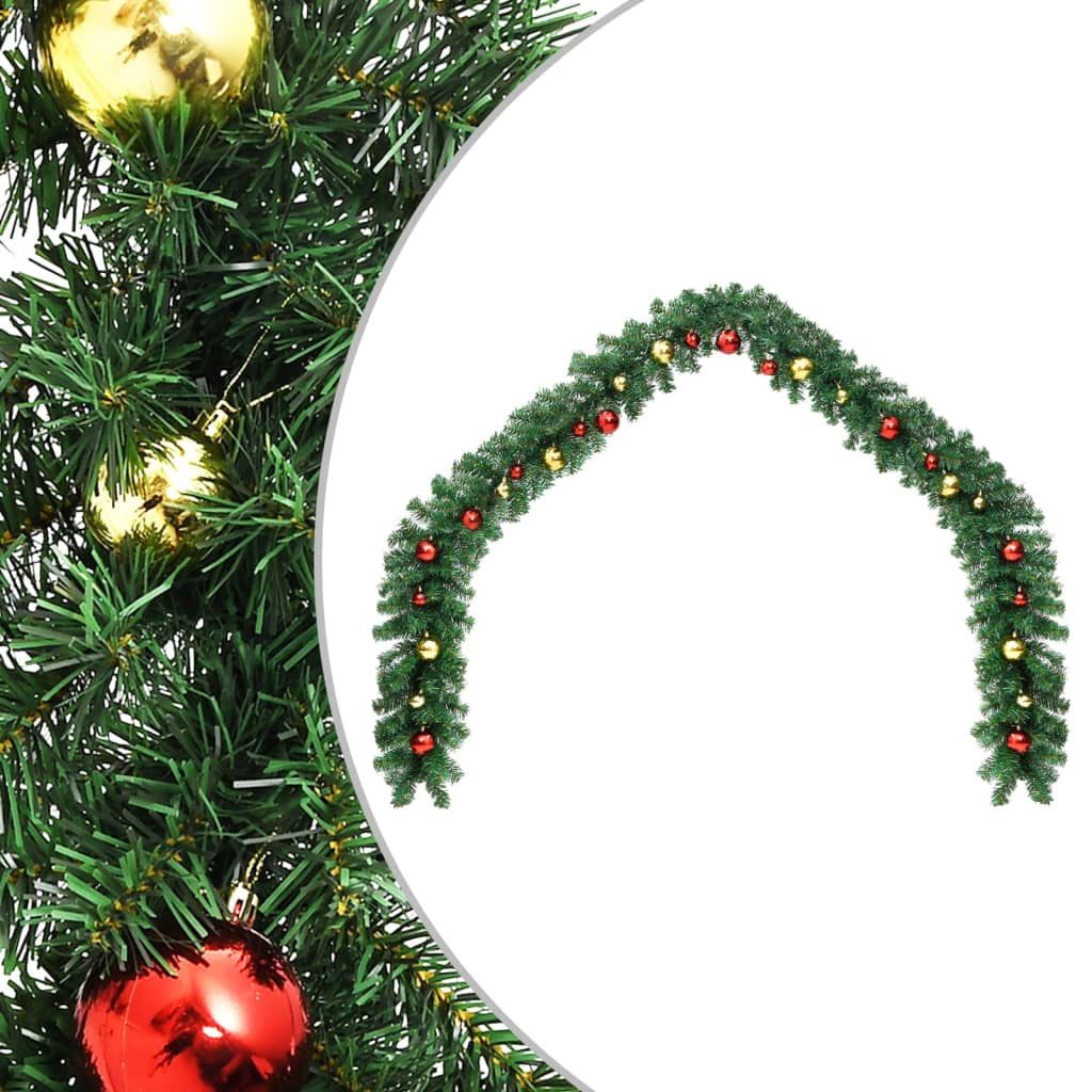 Vidaxl Christmas Garland dekorert med julekuler 10 m