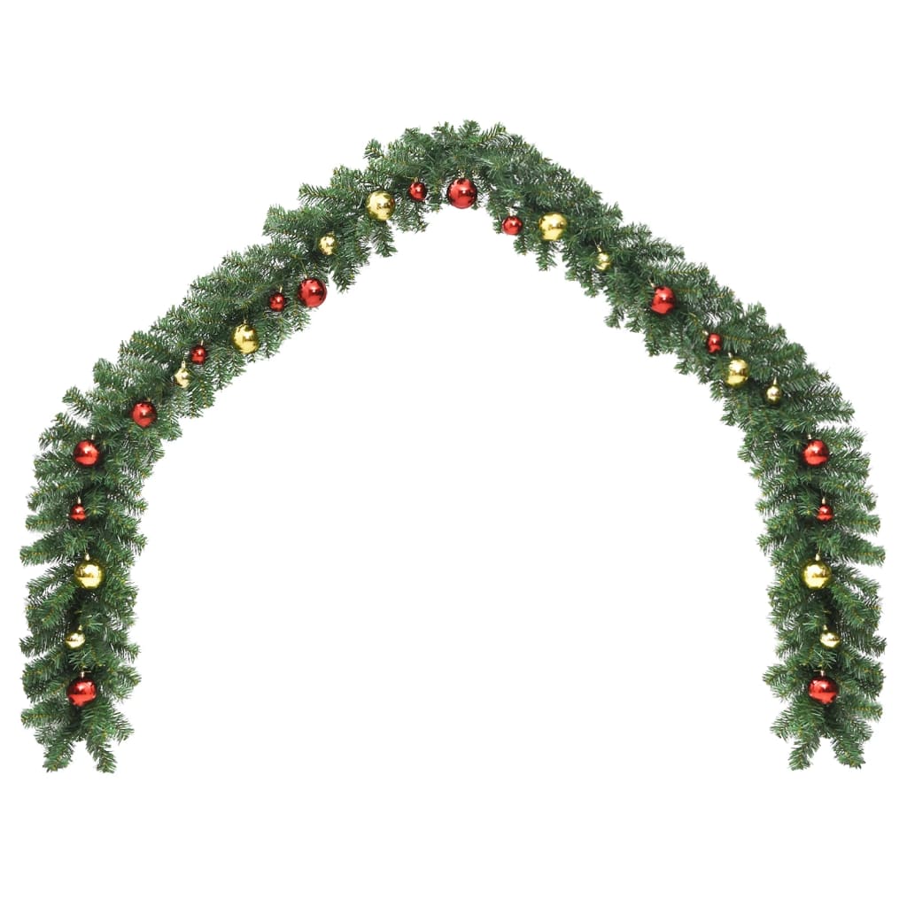 Vidaxl Christmas Garland dekorert med julekuler 10 m