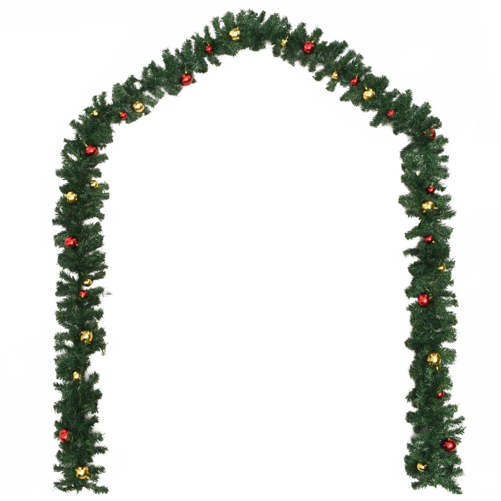 Vidaxl Christmas Garlands 4 ms con palle di Natale 270 cm PVC Green