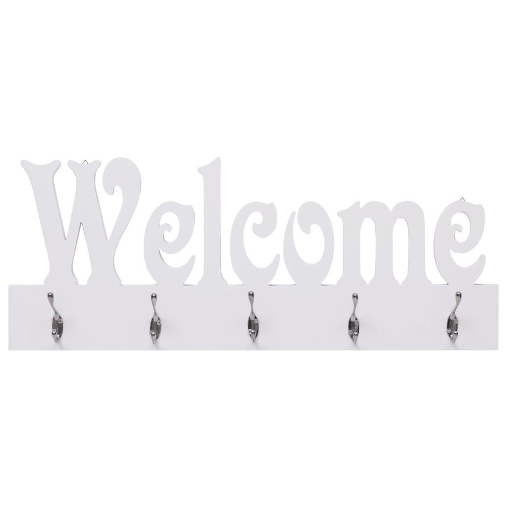 VidaXL Wall coat rack Welcome 74x29.5 cm White