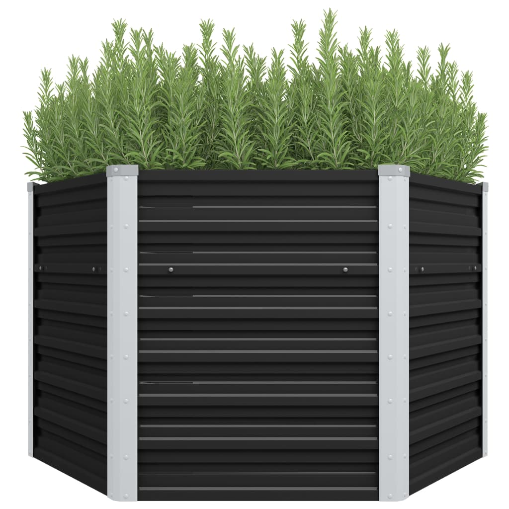 Vidaxl Planter hevet 129x129x77cm galvanisert stålantrasitt