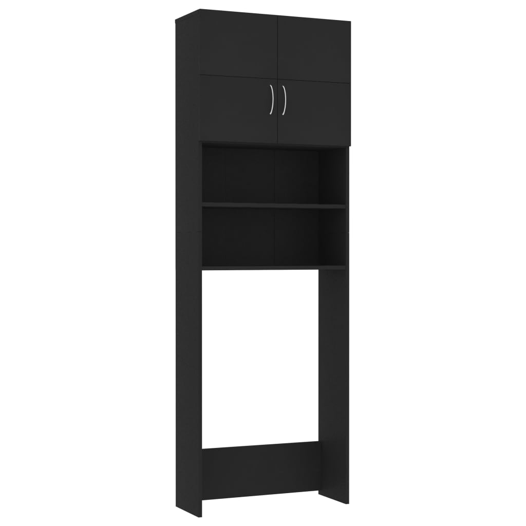 Gabinete de lavadora Vidaxl 64x25.5x190 cm de madera procesada negra