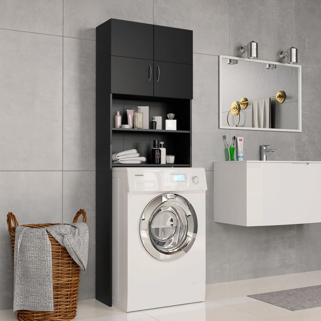 VidaXL washing machine cabinet 64x25.5x190 cm processed wood black