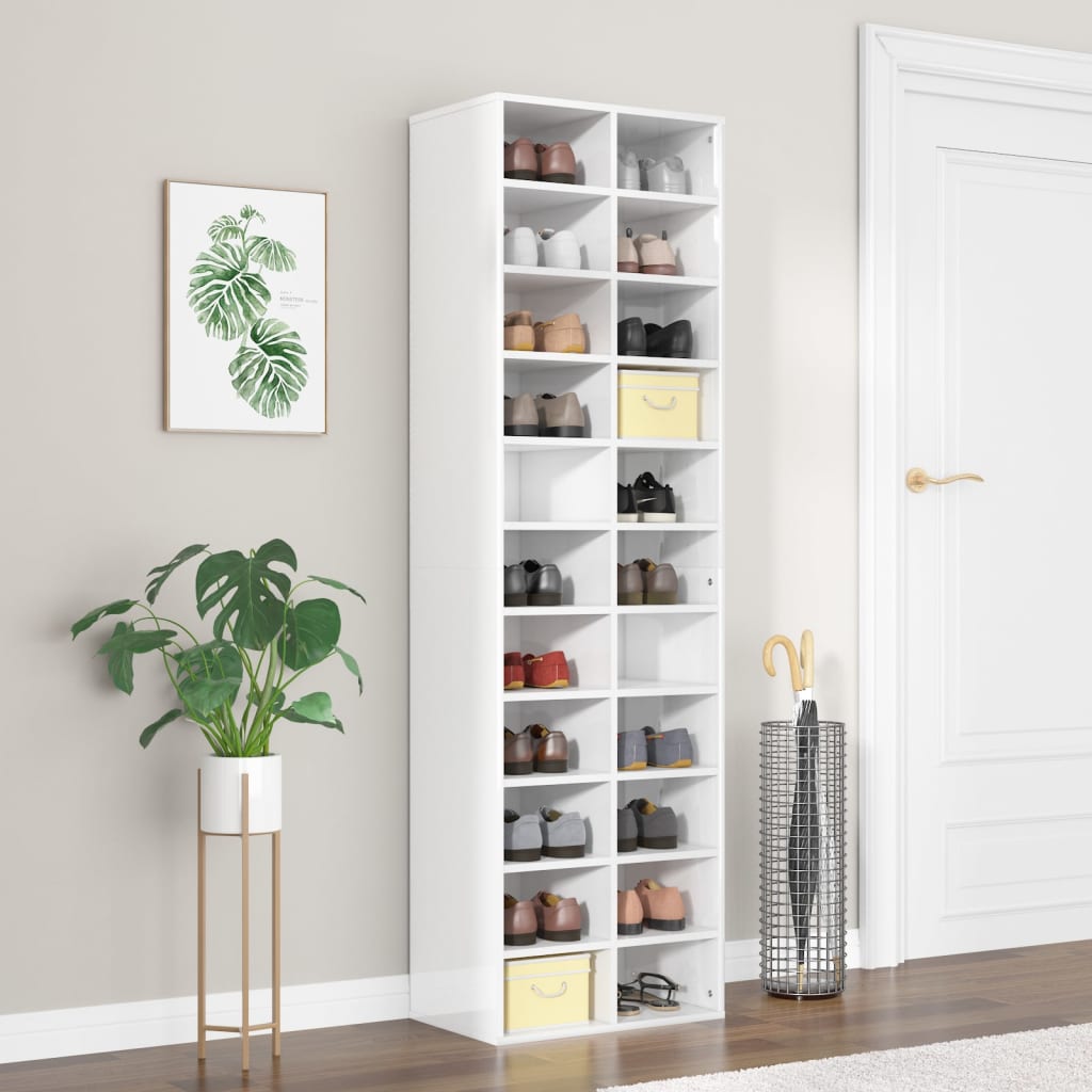 Vidaxl Shoe Cabinet 54x34x183 cm spånplade High -Gloss White