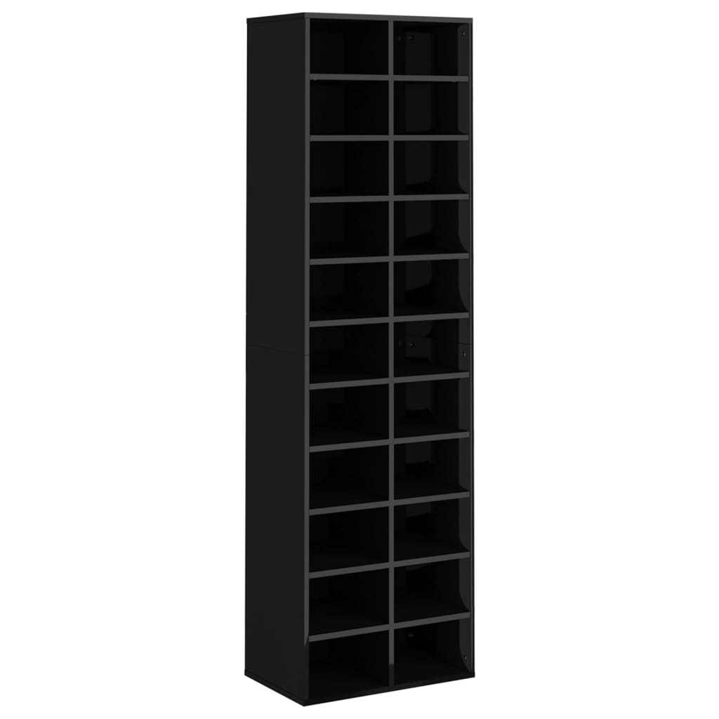 Vidaxl Cabinet da scarpe 54x34x183 cm Black in legno trasformato in legno