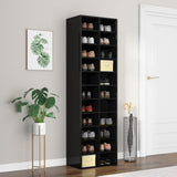 Vidaxl Cabinet da scarpe 54x34x183 cm Black in legno trasformato in legno