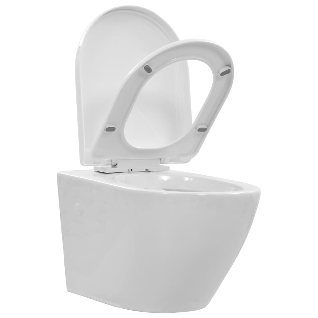 VidaXL Hanging Toilet Redless Ceramic White