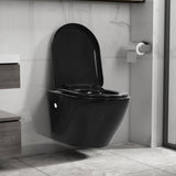 Vidaxl Hanging Toilet Redless Ceramic Black