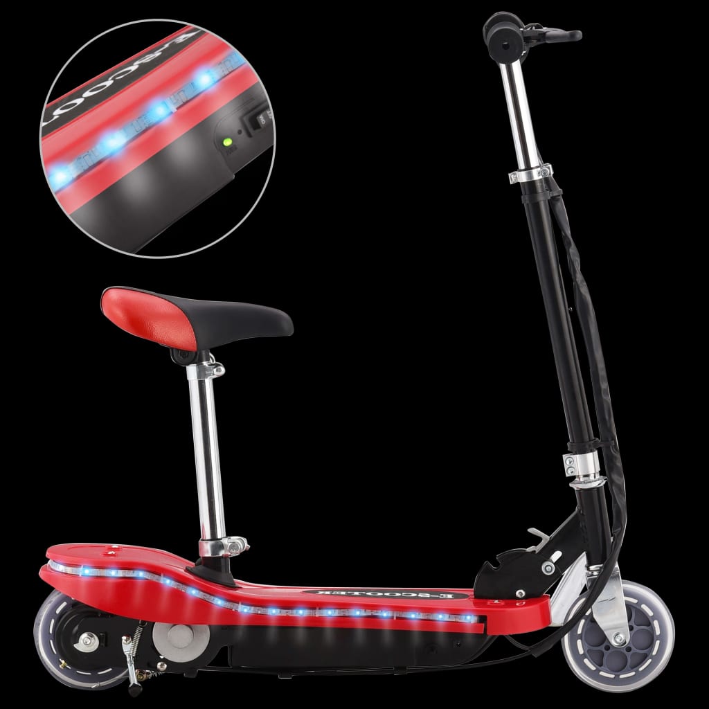 Vidaxl Kinderstept avec selle et mené 120 W rouge