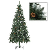 Vidaxl Kunstkerstboom con conos de pino y brillo blanco 210 cm