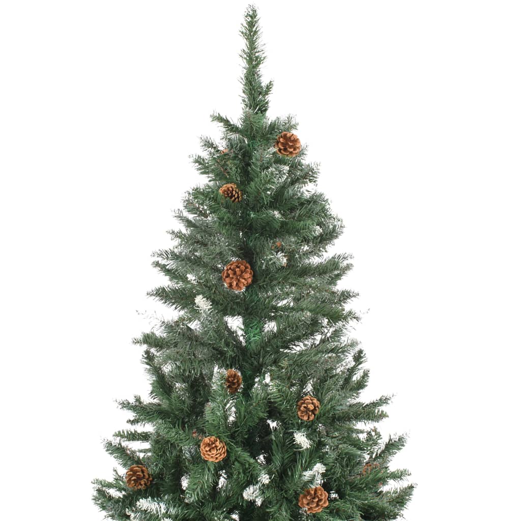 Vidaxl Kunstkerstboom con conos de pino y brillo blanco 210 cm