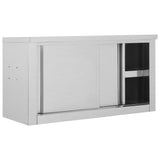 Vidaxl kitchen wall cupboard with sliding doors 90x40x50 cm stainless steel